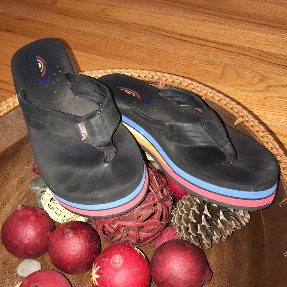 Rainbow Platform Flip Flops Size 7